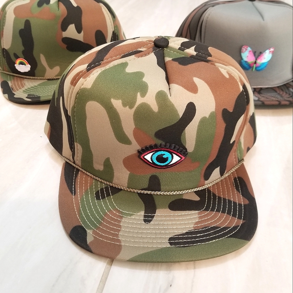 Street Style Trucker Camo Hat * w/Evil Eye, Butterfly, Rainbow*